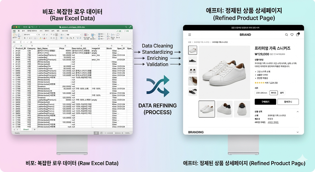 로우데이터를 정제된 상세페이지로 전환